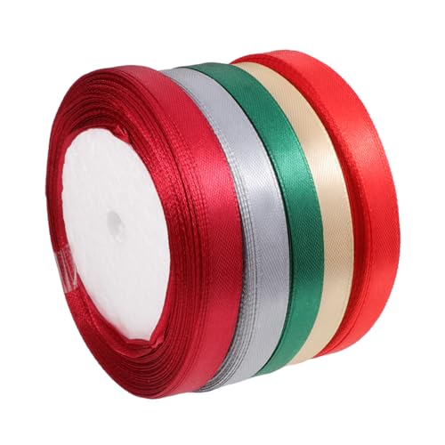 Holibanna 5 Rollen DIY Weihnachts Dekobänder Satin Geschenkband in Grün Gold Rot Silber für Basteln Blumen Hochzeit Party Verpackung Holibanna 5 Rollen DIY Weihnachts Dekobänder Satin Geschenkband in Grün Gold Rot Silber für Basteln Blumen Hochzeit Party Verpackung von Holibanna