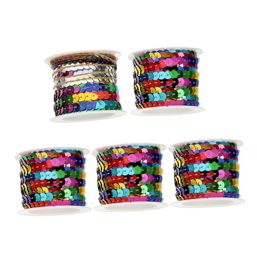 Holibanna 5 Rollen Paillettenband Flache Paillette Trim Strings für DIY Kleidung Hochwertige Schmuckverzierung Party Hochzeit Geburtstagsdeko von Holibanna