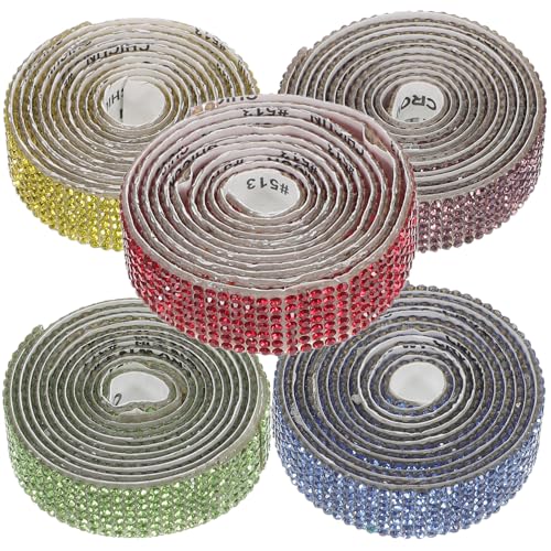 Holibanna 5 Rollen Selbstklebendes Strassband Glitzer Diamantbänder DIY Bastelstreifen für Schmuckdekoration Leicht Zuschneidbar Vielseitig für Handy Verpackung Textilien von Holibanna