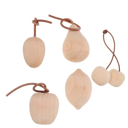 Holibanna 5 Stück Fruchtschmuck Aus Holz Unvollendet Dekorationen Kirsche Wahr Apfel Form Natürlich Unbemalt Trauben Scheiben Ernte Drinnen Lackierbar Material Mini Farbig Du von Holibanna