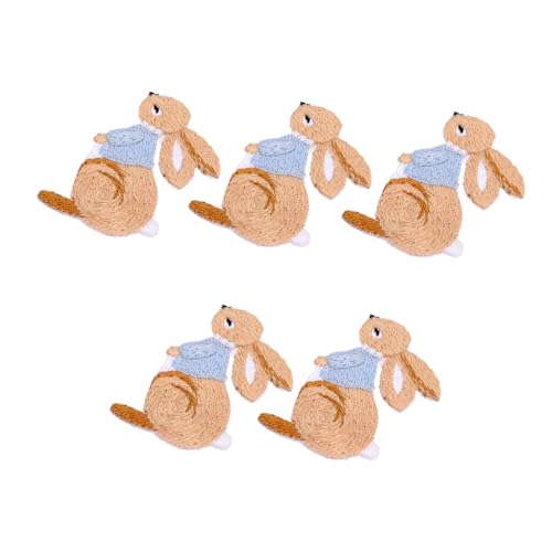 Holibanna 5 Stück Gestickte Aufnäher repair kit stickrahmen Hasen-Patch haaraccessoires haircharm Kaninchen Stickereiflicken für Kleidung Zubehör Karikatur Bügelflicken DIY-Patches Colorful von Holibanna