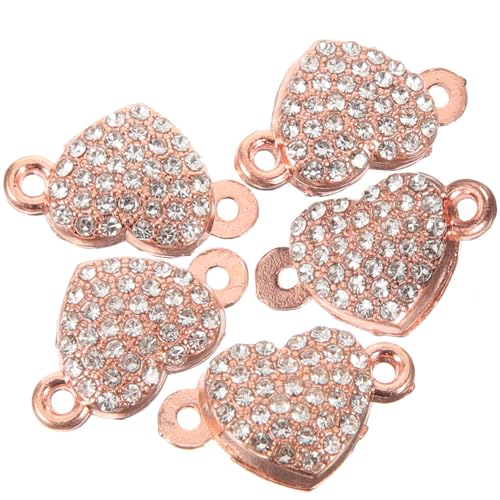 Holibanna 5 Stück Herzförmiger Magnetverschluss Teiliges für DIY Schmuckherstellung für Armbänder und Einfach zu Bedienen Roségold Zubehör für Kreative Projekte von Holibanna