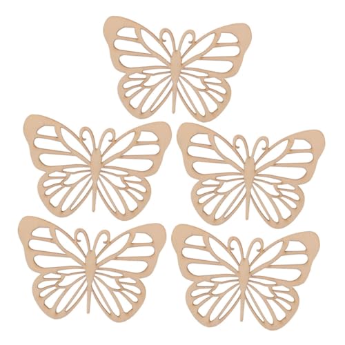 Holibanna 5 Stück Holzschmetterling Bastelrohlinge Unvollendete Holzplatten für Diy und Geburtstagsverzierungen zum Bemalen und Gestalten von Holibanna