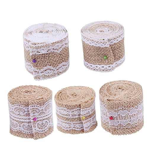 Holibanna 5 Stück Juteband Rolle mit Spitzen Design Natürliche Langlebige Bastelbänder für Diy Hochzeitsdeko Geschenkverpackung Party und Wohnaccessoires Retro Vielseitig Einsetzbar Holibanna 5 Stück Juteband Rolle mit Spitzen Design Natürliche Langlebige Bastelbänder für Diy Hochzeitsdeko Geschenkverpackung Party und Wohnaccessoires Retro Vielseitig Einsetzbar von Holibanna