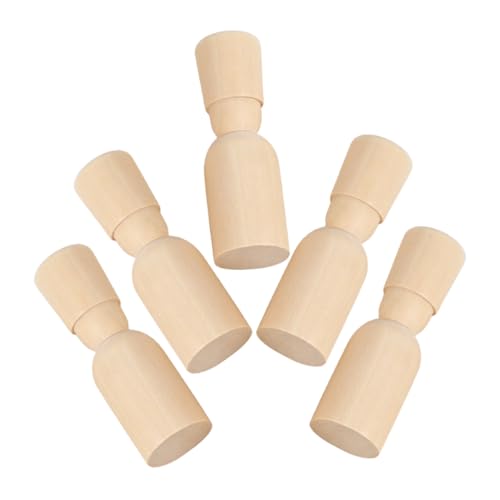 Holibanna 5 Stück Kleine Holzmänner Zum Selbermalen Deko Puppen Peg People Holzpuppe Holz Peg Puppe Geschnitzte Holzfiguren Zum Bemalen DIY Graffiti Puppe Holz Pegs Blanko Puppe von Holibanna