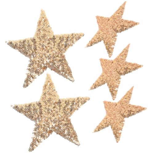 Holibanna 5 Stück Mit Pailletten bestickter Aufnäher Sternenflecken Patch Reparaturflicken für Pufferjacken warme Stellen Flicken aufnähen Rucksäcke mit Sternaufnähern Golden von Holibanna