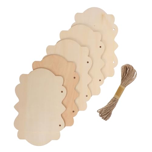 Holibanna 5 Stück Teiliges Große Holzschilder aus Basswood mit Hanfschnur Unbemalte Tür Wandtafeln zum Bemalen Beschriften und Kreativen Diy-dekor für Handwerksprojekte von Holibanna