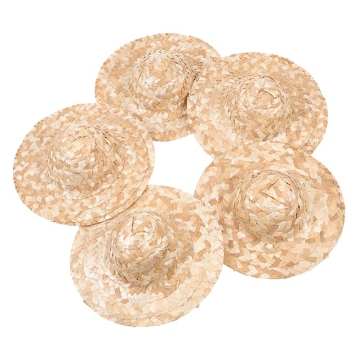 Holibanna 5 Stück Teiliges Kleine Handgewebte Strohhüte Filigrane DIY Puppenhut Dekorationen Vielseitig für Bastelprojekte Fotorequisiten und Partyaccessoires Geeignet von Holibanna