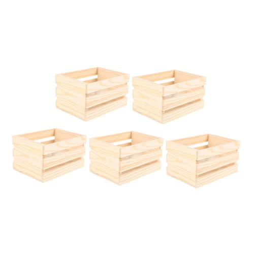 Holibanna 5 Stück Teiliges Mini Holzkörbe Naturbelassenem Kiefernholz Kleine Aufbewahrungskörbe für Puppenhaus und Supermarktmodelle Realistische Miniaturkisten für DIY Dekoration und von Holibanna