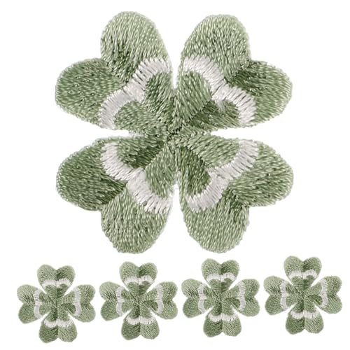 Holibanna 5 Stück Vier -blätter -graspaste -blume Kleidungsversorgung Eisenflecken Selber Machen Cartoon-hut-patches Kompakte Eisenflecken Kleine Fellflecken Stoff Green von Holibanna