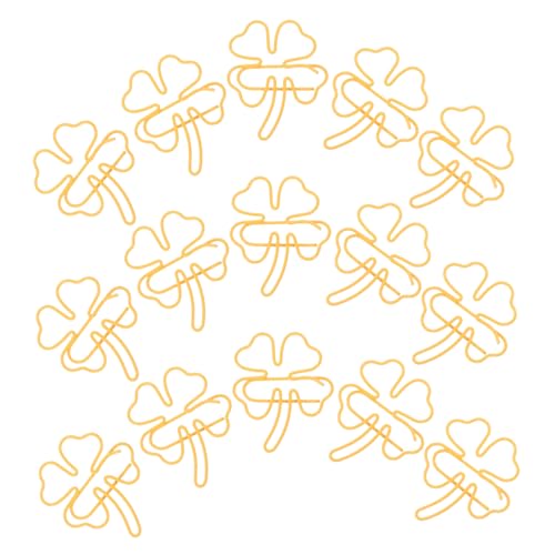 Holibanna 50 Stück Büroklammer mit vierblättrigem Kleeblatt Dekorative Büroklammern Büro Zubehör Lesezeichen Design büro organisation Lesezeichen-Clips Papierklammern aus Metall Yellow von Holibanna