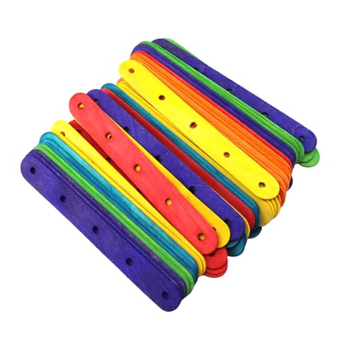 Holibanna 50 Stück Bunte Holz Craft Sticks Jumbo Popsicle Stäbe mit Löchern für Diy Bastelprojekte und Sauber für Gruppenaktivitäten und Schulprojekte von Holibanna