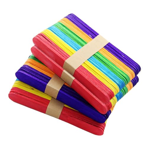 Holibanna 50 Stück Bunte Holz bastelstäbchen Glatte DIY Holzstäbchen für Bastelmaterial Beutel Umweltfreundlich Sicher Schulprojekte Geburtstagsfeiern von Holibanna