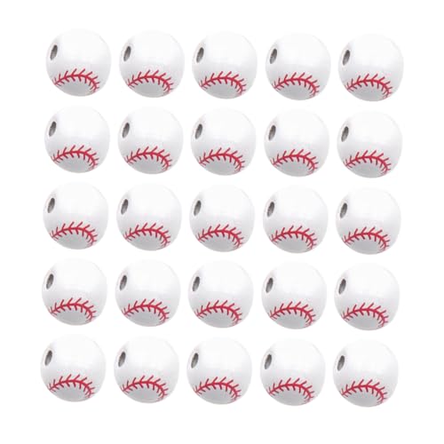 Holibanna 50 Stück DIY Holzperlen Baseball Design Runde Loose Beads für Schmuckherstellung Bastelzubehör für Kreative Projekte Holibanna 50 Stück DIY Holzperlen Baseball Design Runde Loose Beads für Schmuckherstellung Bastelzubehör für Kreative Projekte von Holibanna