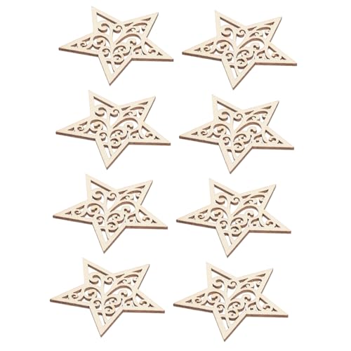 Holibanna 50 Stück Fünf-Punkte-Sternholzchip-Dekoration Form Aufkleber Sterne Sternverzierungen für Handwerk Sterndekor Scheiben Malerei Anhänger Sterne zum Basteln hängender Stern Beige von Holibanna