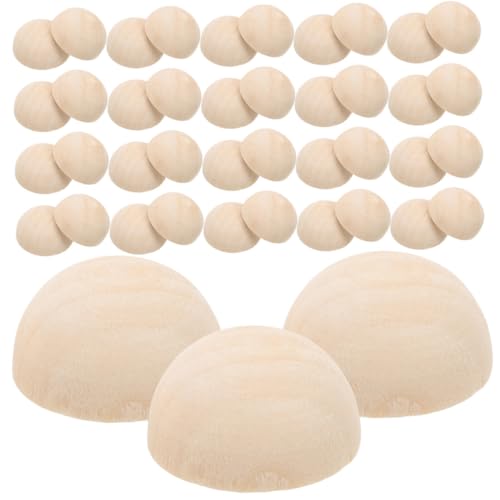 Holibanna 50 Stück Halbe Holzkugeln Naturbelassen DIY Bastelperlen für Schmuckherstellung Armband Handwerkszubehör Holz Halbperlen Langlebig und Vielseitig von Holibanna