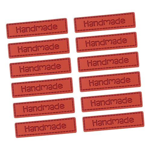 Holibanna 50 Stück Handmade Lederetiketten mit Buchstabenprägung für DIY Kleidung Taschen Hüte und Strickprojekte von Holibanna