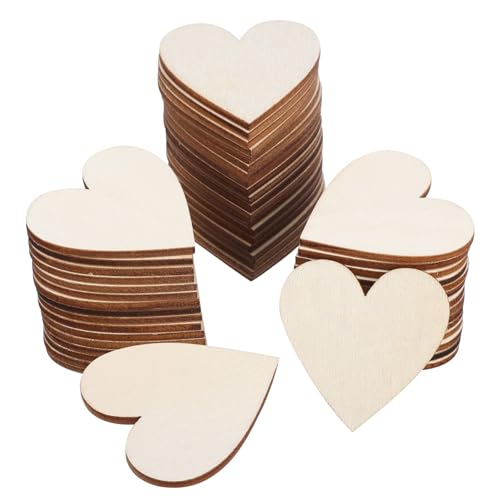 Holibanna 50 Stück Holzformen hängend Schlüssel Aufhänger Herz Zeichen Party geschnitzt leer groß Holzscheiben zum Basteln Holzscheiben für Mittelstücke Holzhandwerk unfertige Ausschnittform von Holibanna