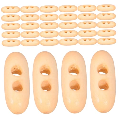 Holibanna 50 Stück Holzknöpfe Oval Doppelloch Zum Annähen Robuste Naturholzknöpfe Für DIY Kleidung Mäntel Pullover Zubehör von Holibanna