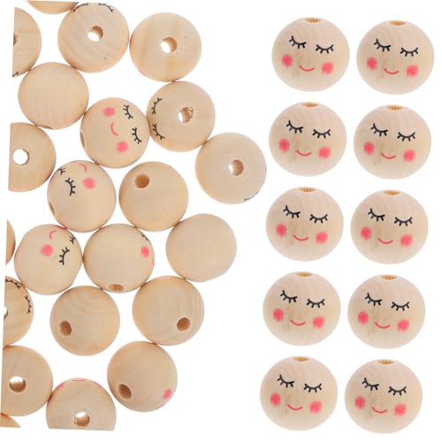 Holibanna 50 Stück Holzperlenzubehör Wohnung mit Rosa Verschönerung große Perlen Holzperlen basteln Schmuck Handwerk Perlen Bastelperlen aus Holz Basteln Sie DIY-Perlen von Holibanna