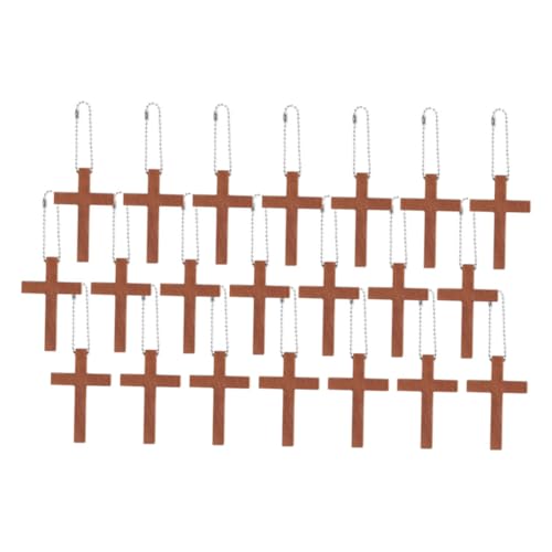 Holibanna 50 Stück Mini Kreuzkette Aus Braunem Holz von Holibanna