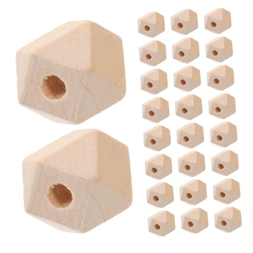 Holibanna 50 Stück Natürliche Holzperlen Facettierte Achteckige Geometrische Perlen Unbemalt für DIY Schmuckherstellung Armband Halskette Bastelperlen Holz Abstandshalter von Holibanna