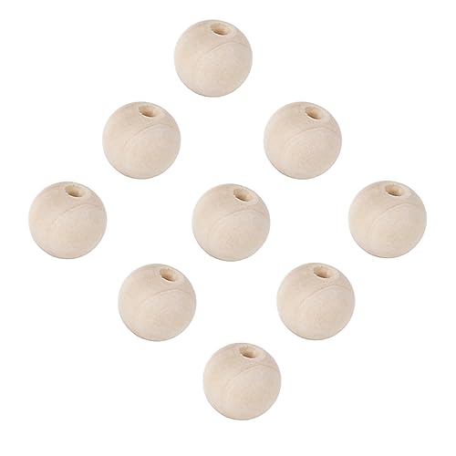 Holibanna 50 Stück Naturfarbene Holzperlen Rund Unbehandelt Holzperlen zum Auffädeln für DIY Schmuckherstellung Basteln Armbänder und Dekorationen von Holibanna