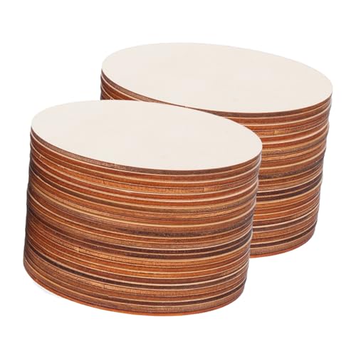 Holibanna 50 Stück Teiliges Runde Holzscheiben Naturbelassen Holzscheiben zum Basteln DIY Malen Gravieren für Halloween-dekoration und Heimdekor mit Rustikalem Holzmaserungsdesign von Holibanna