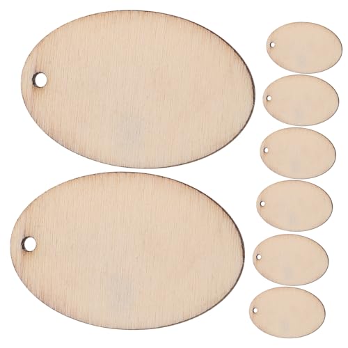 Holibanna 50 Stück holzhandwerk Leerzeichen ausgeschnitten Ornamente hängend Scheiben Oval dekoration weihnachten weihnchtsdeko gebutagsdeko Osterschmuck aus Holz Holzausschnitte Hölzern von Holibanna