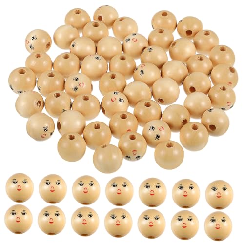 Holibanna 50 Stück -holzperlen Hochzeit Runde Perlenperlen Abstandshalter Mit Loch Schüttgut Abstandsperlen Vor Basteln Für Perlen Für Die Herstellung Von Armbändern Gesichter von Holibanna