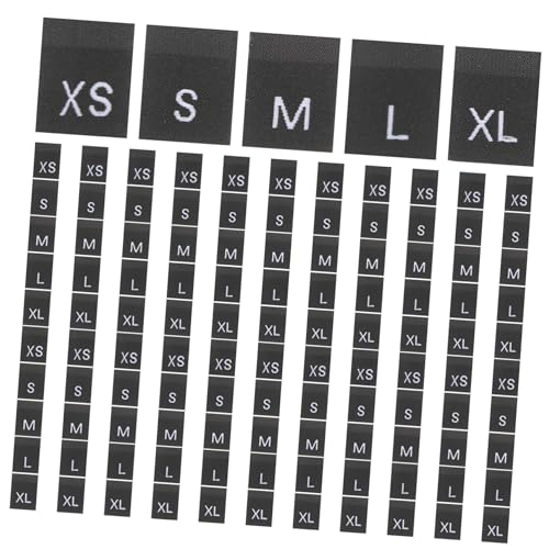 Holibanna 500 Stück Kleidung Größenetiketten aus Polyester Waschbare Gewebte Stofflabels Stabile Größenmarkierung für Hosen und DIY Bekleidungszubehör Schwarz Xs Xl von Holibanna
