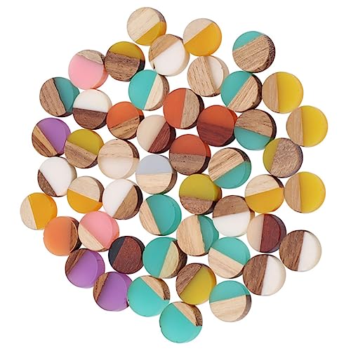 Holibanna 50Stücke Harz Holzblanks Runde Cabochons für DIY Schmuckherstellung Geometrische Charms ohne Naturholz für Armbänder Ohrringe Halsketten Bastelmaterial von Holibanna