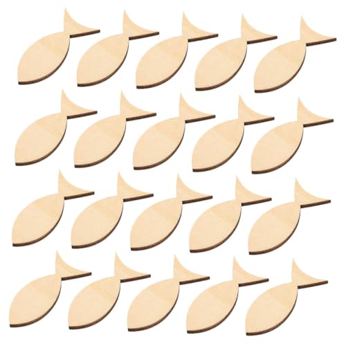 Holibanna 50Stücke Unvollendete Holzfische Unbemalte Holzornamente Für DIY Bastelprojekte Tierische Holzspäne Fischform Material Für Dekoration Und Hängende Ornamente von Holibanna