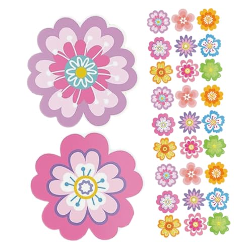 Holibanna 54 Stück Teiliges Doppelseitiger Blumen Papier Ausschnitte aus Karton Bunte Retro Blumen Dekoration für Klassenzimmer Pinnwand Inklusive Klebepunkte für DIY und von Holibanna