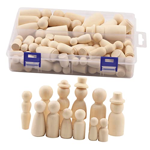 Holibanna 55 Stück Diy Holzfiguren Unbemalte Holz Puppen zum Basteln für Dekoration und Bastelprojekte von Holibanna