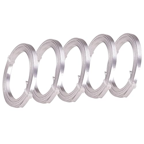 Holibanna 5Rolle Flachdraht für DIY Schmuckherstellung Flexibles Aluminiumdraht Kit für Armbänder Ohrringe und Fußkettchen Langlebiges Material Silberfarbe Einfach von Holibanna