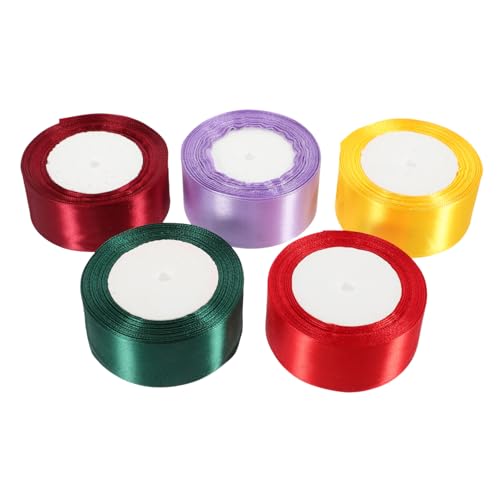 Holibanna 5Rollen Hochzeit Dekorationsbänder Farben Breites Satinband für Geschenkverpackung und DIY Geschenkband für Partys und Feierlichkeiten von Holibanna