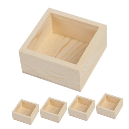 Holibanna 5Stücke Kleine Holzkisten DIY Präsentationsbox für Pflanzen und Aufbewahrung Multifunktionale Organizer Box für Schreibtisch und Schminktisch für Kleinigkeiten von Holibanna