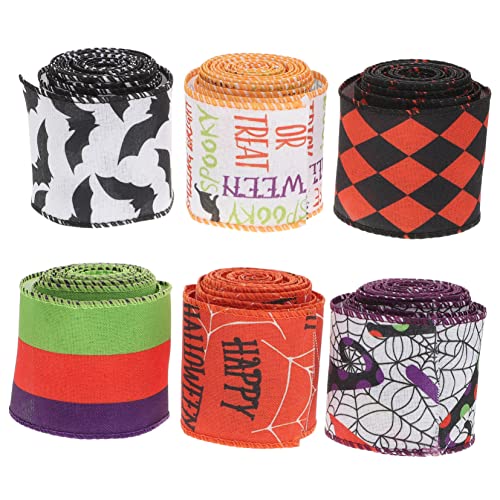 Holibanna 6 Rollen Halloween Geschenkband Set Bänder für DIY Bastelideen Breit für Dekoration und Geschenkverpackung Vielseitig Einsetzbar für Partys und Feste von Holibanna