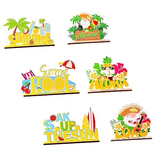 Holibanna 6 Stück Hawaiisches Holzornament Schreibtischornamente Holzbuchstabenornamente Partyzubehör von Holibanna