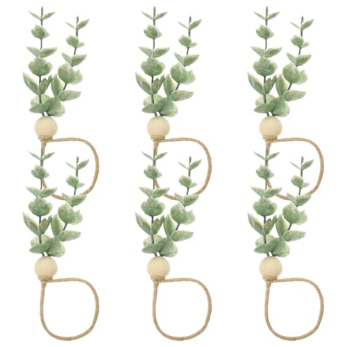 Holibanna 6 Stück Holzperlen Serviettenringe mit Künstlichem Eucalyptusblatt Wiederverwendbare Tischdeko für Partys Boho Stil Serviettenhalter für Festliche Anlässe Holibanna 6 Stück Holzperlen Serviettenringe mit Künstlichem Eucalyptusblatt Wiederverwendbare Tischdeko für Partys Boho Stil Serviettenhalter für Festliche Anlässe von Holibanna