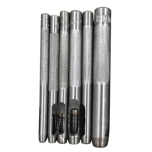 Holibanna 6 Stück Lederlochstanzer Set Hohlstanzer aus Carbonstahl Langlebig für Gürtel Handtaschen Kleidung Canvas Schnelles Stanzen mit Seitenloch für Materialfreiheit von Holibanna