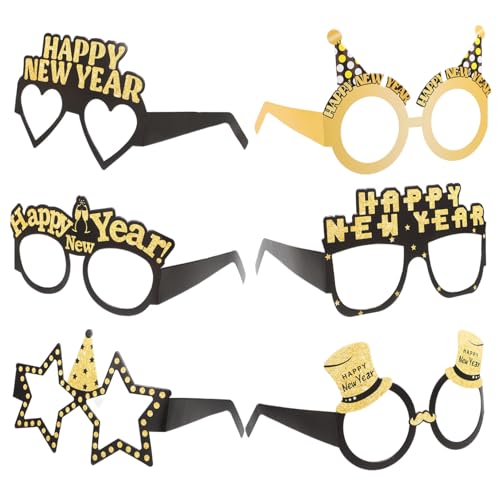 Holibanna 6 Stück Lustige Papiersonnenbrillen für Silvesterparty Bunte Neujahrs Partybrillen als Fotorequisiten Vielseitige Dekoration für Familien und Schulfeiern von Holibanna