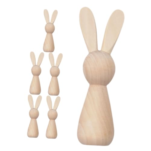 Holibanna 6 Stück Teiliges DIY Holzosterhasen Bastelset aus Robustem Holz Bemalbare Osterdekoration für Erwachsene Vielseitige Holzfiguren als Tischmittelstück und Frühlingsdeko von Holibanna