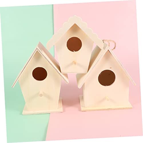 Holibanna 6 Stück Teiliges Diy Bastelset Vogelhaus aus Massivem Holz Bemalbares Kleines Nistkasten mit Dicker Aufhängeschnur Stabiler Standfuß Pädagogisches Bastelspielzeug für Zuhause und von Holibanna