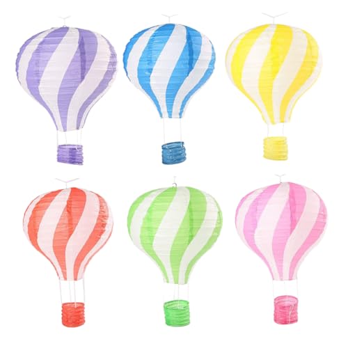 Holibanna 6 Stück Teiliges Faltbare Papierlaternen in Hot Air Balloon Form Bunte Hochzeitsdeko Große Romantische Partylichter für Zuhause Geburtstag Weihnachten und Festlichkeiten von Holibanna