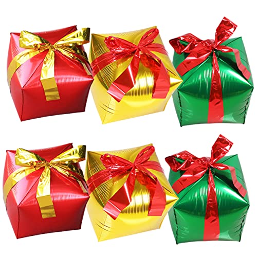 Holibanna 6 Stück Teiliges Geschenkbox Folienballons Quadratisch in Gold Grün Rot Party Luftballons Weihnachtsdeko für Geburtstag Hochzeit Shower Fest von Holibanna