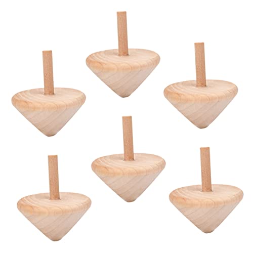 Holibanna 6 Stück Teiliges Holz Kreiselspielzeug Bemalbare Drehbare Gyro Spielzeuge für Fördert Hand Auge Koordination und Kreative für Jungen und Mädchen von Holibanna