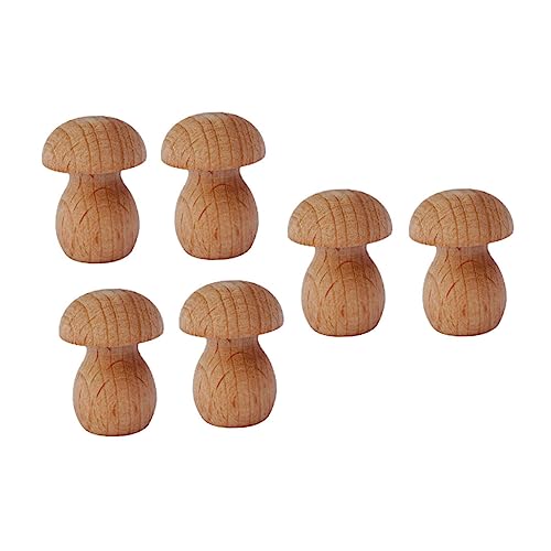 Holibanna 6 Stück Teiliges Mini Holz Pilz Unbemalt DIY Kreative Desktop Deko für Blumenpötte Fensterbänke und Regale zur Bastelgestaltung und von Holibanna