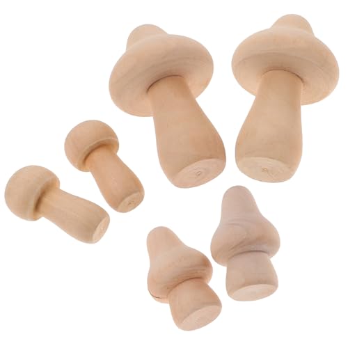 Holibanna 6 Stück Teiliges Naturbelassene Holzpilze zum Bemalen DIY Holzdekoration in Mini Pilzform Unvollendete Holzfiguren für Kreative Bastelprojekte und Individuelle Wohnraumgestaltung von Holibanna